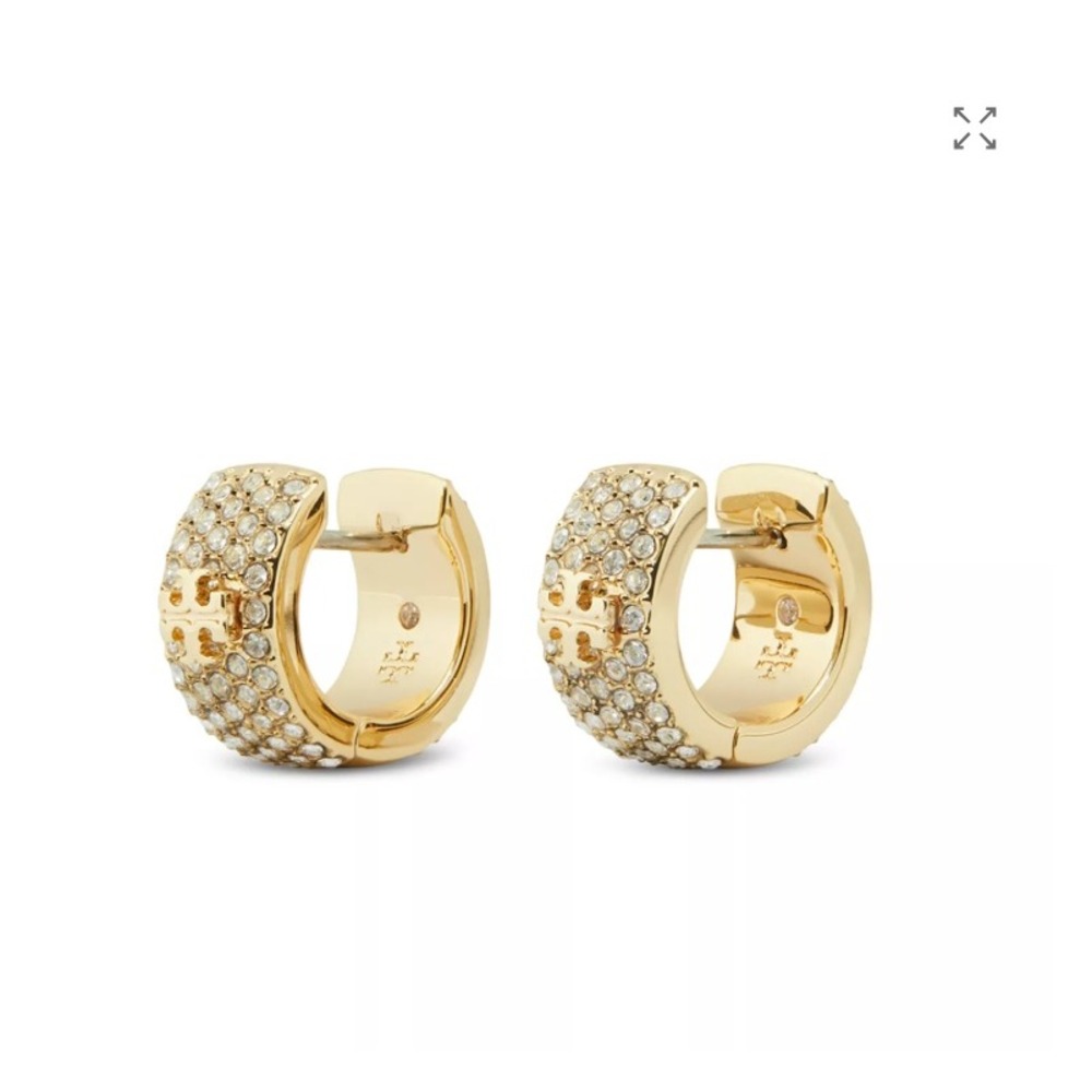 Tory Burch Miller Pave Huggie Hoop Earrings / NWT & Dustbag / $170 In Stores Now